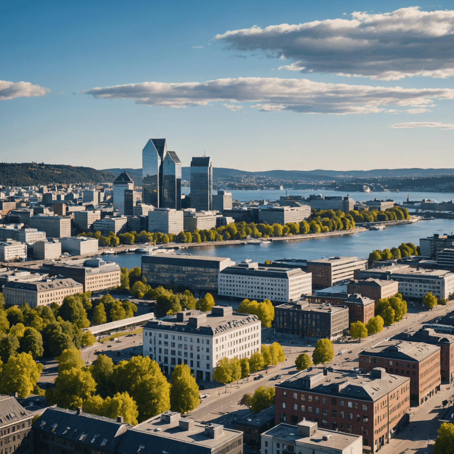 Scenic view of Oslo's skyline with modern buildings and traditional Norwegian architecture, representing diverse real estate investment opportunities