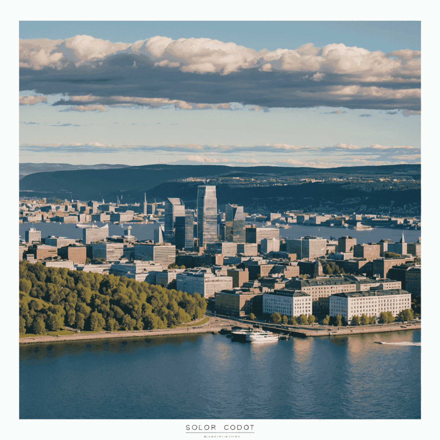 Panoramic view of Oslo's skyline, showcasing modern architecture and fjords, representing the prime real estate market in Norway